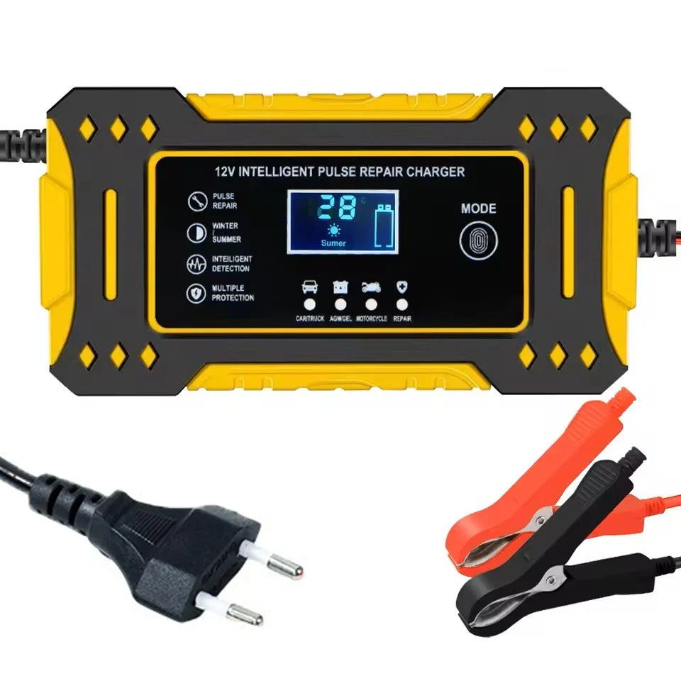 12 V 6 A-batterilader for kjøretøy med LCD-display