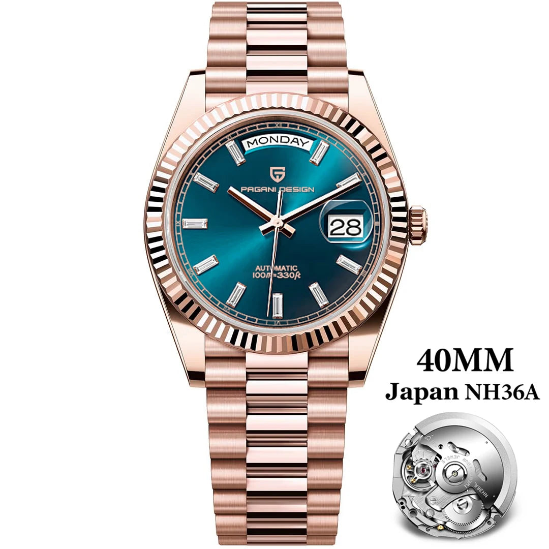 Pagani Design Automatic Gold Watch 40MM Sapphire Steel Waterproof