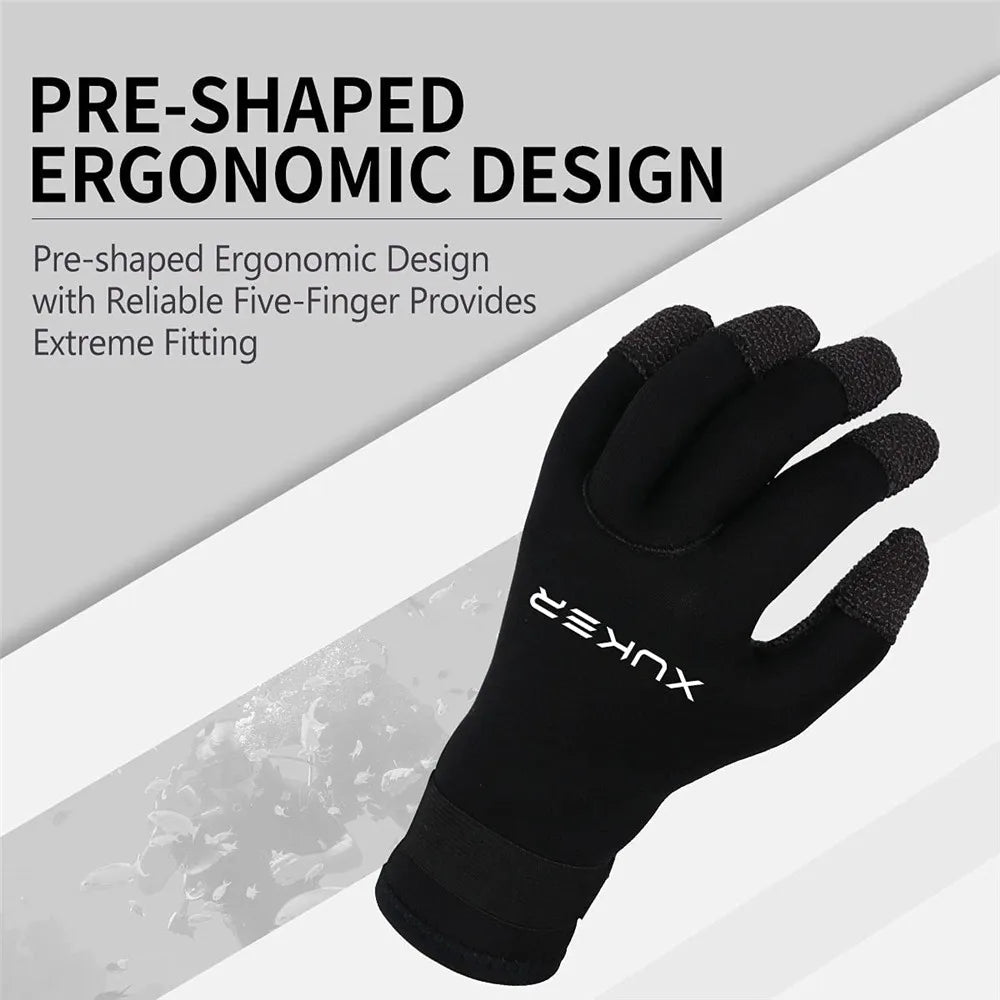 3 mm Neoprene Diving Gloves with Kevlar and Rubber Palm Grip