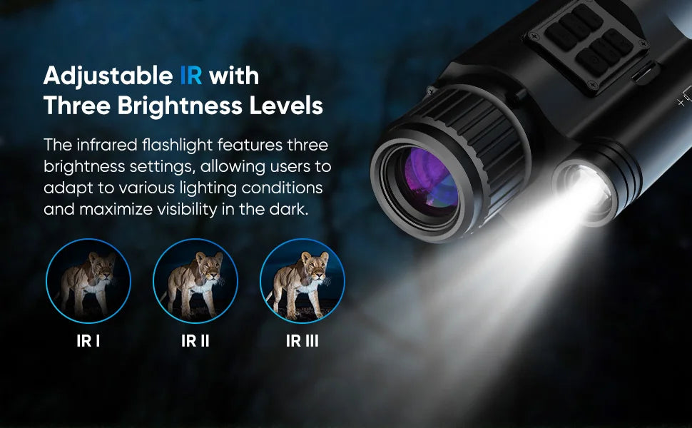 Night Vision Scope 50mm Focal Lens Vision Goggles  for Night Hunting Camping 850nm Day/Night Vision Monocular with Camera&Video