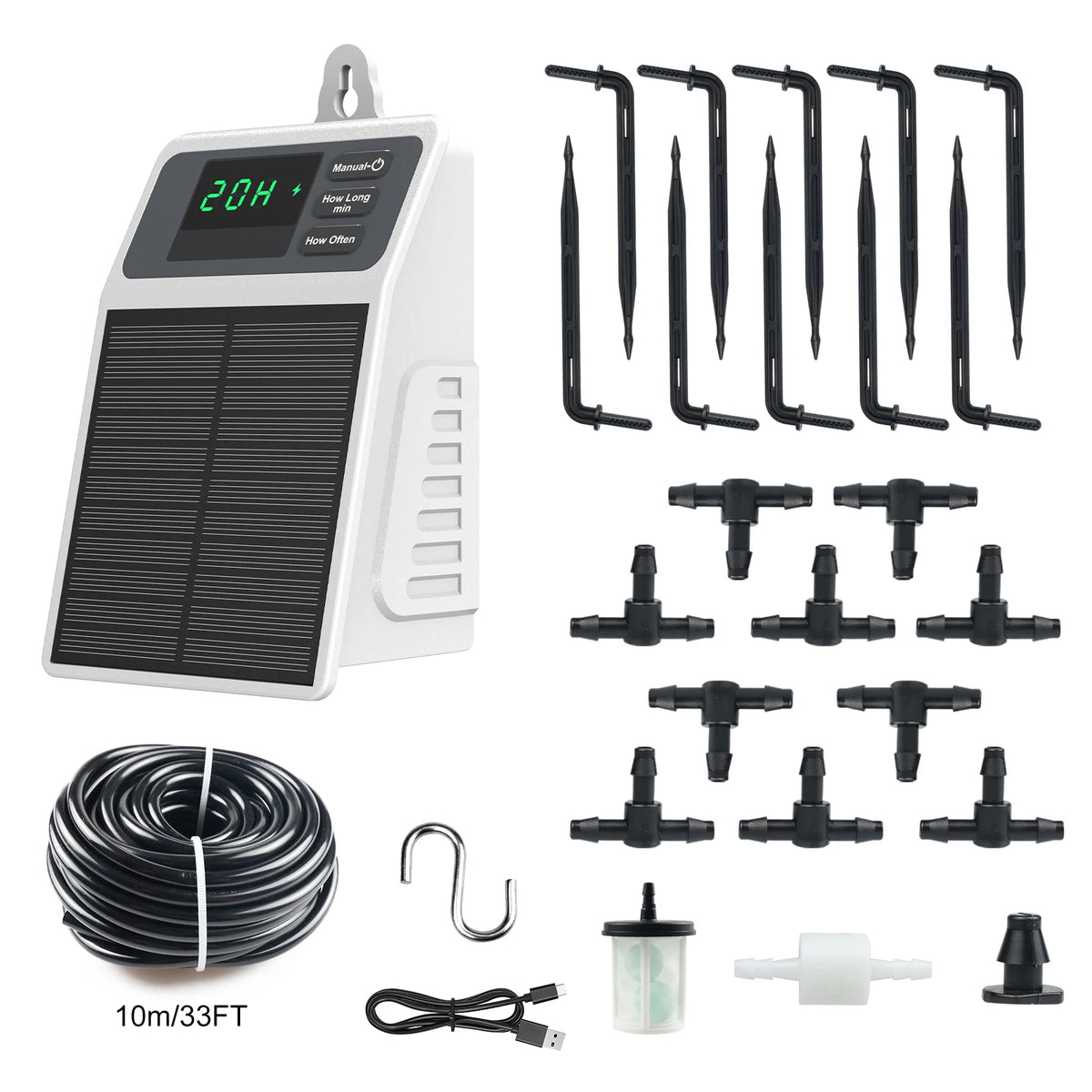 Solcelle Dryppvannings-Timer for Automatisk Plantvanning