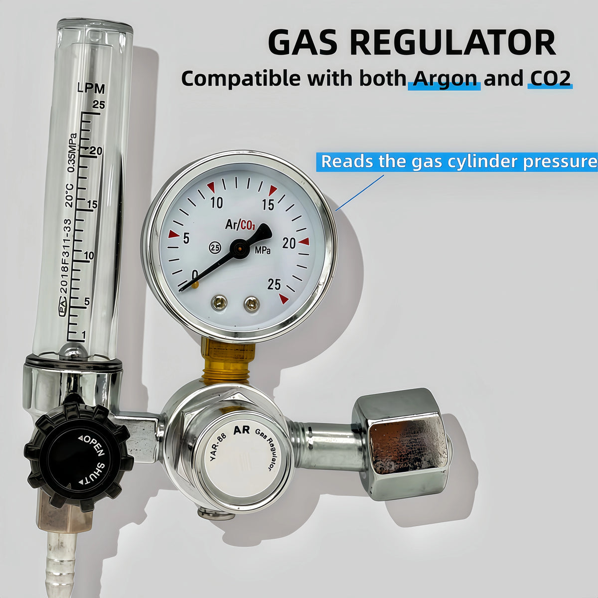 Argon- eller CO2-gasregulator - Tillval