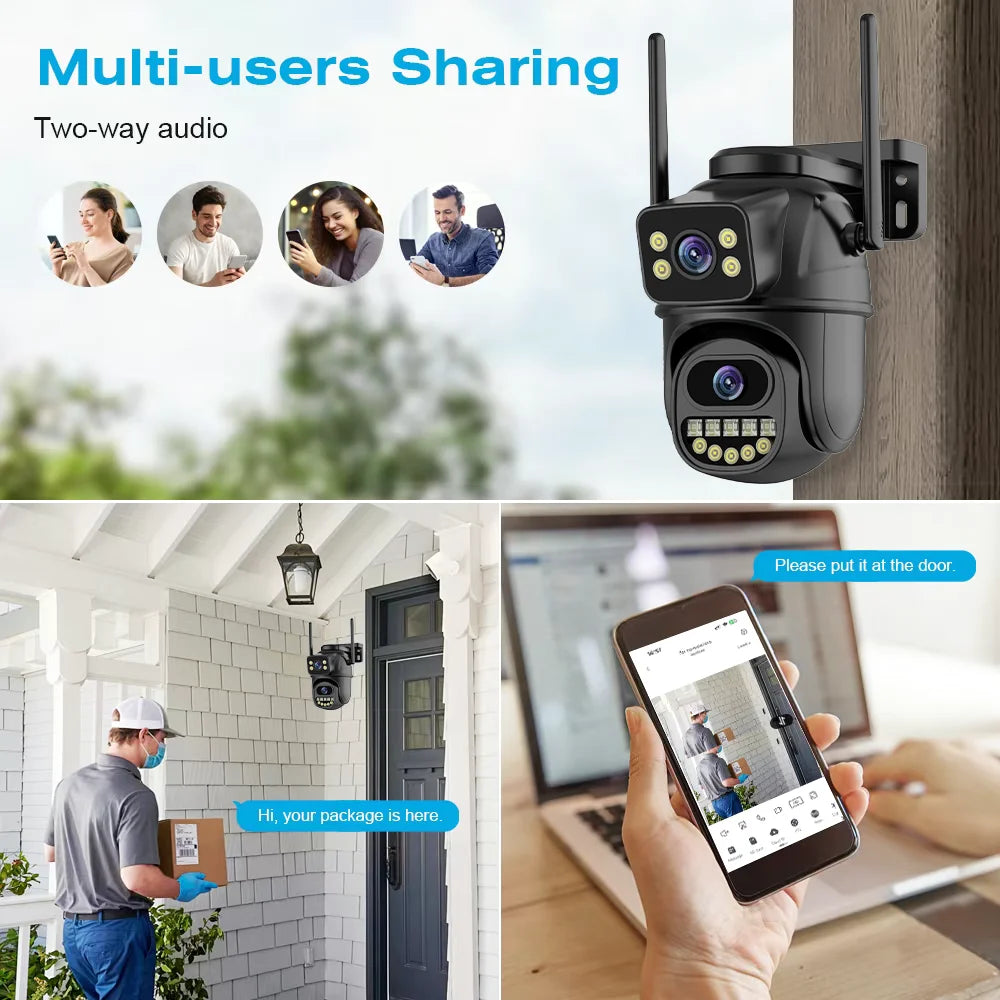 4K 8MP Dual Lens PTZ WiFi Security Camera with AI Tracking