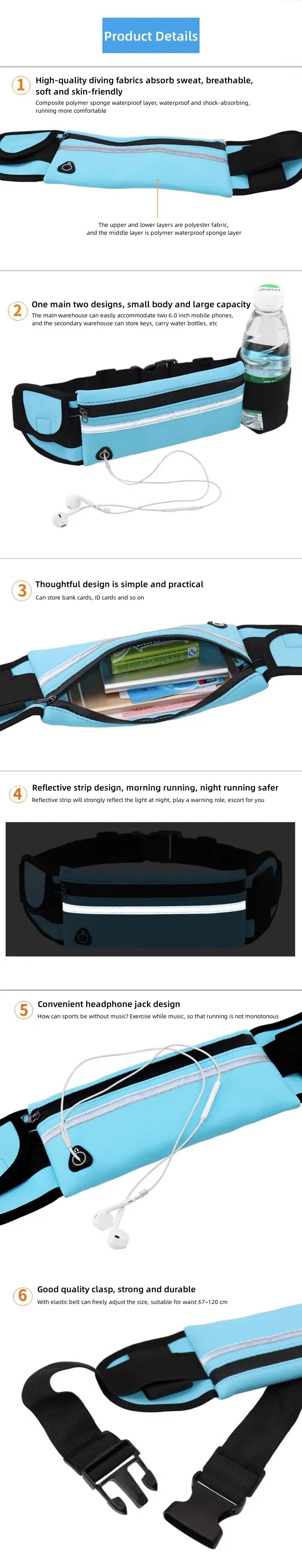 1pc Running Bag Women Waist bag Belt bag Men Sports Fanny Pack Mobile Phone Bag Gym Running Cell Phone Jogging Run Cycling Bag 
