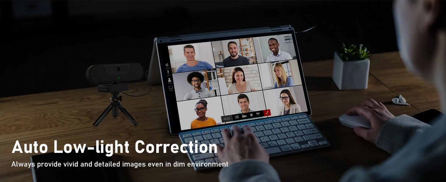 VIZOLINK 4K UHD Webcam 8MP Web Cam 4 Noise Cancelling Mics Auto Focus USB Web Camera For PC  Zoom Teams Google Meet Streaming