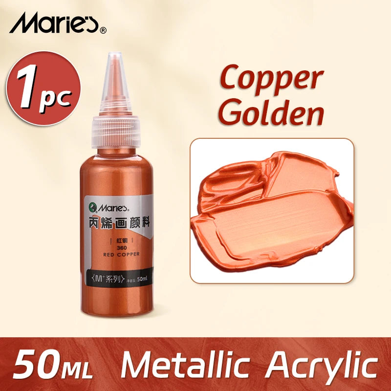 50ml Metallic Acrylic Paint in Pearlescent Gold & Silver