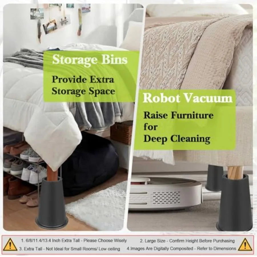 Furniture Risers for Bed, Desk & Sofa – Space Lifting Leg Support Set