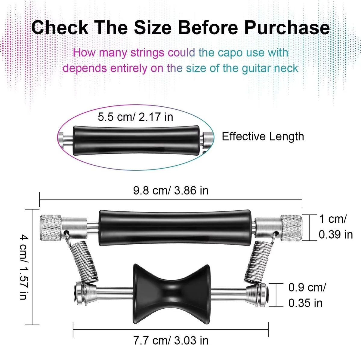 Sliding Aluminium Guitar Capo, Black