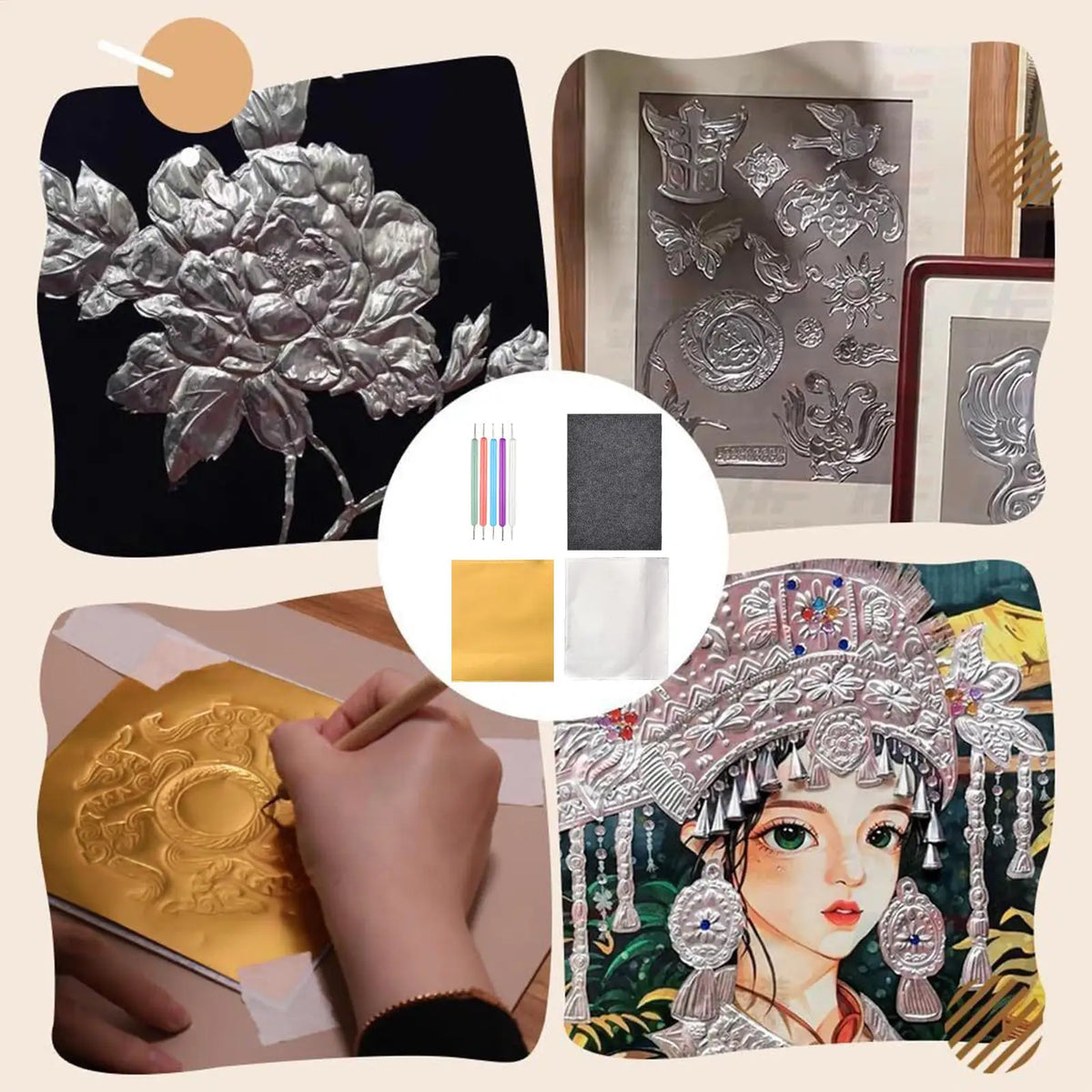 Aluminum Foil Embossing Art Tools Reusable Beginner Craft Kits for Painting Classroom Projects Greeting Card Making Home Decor