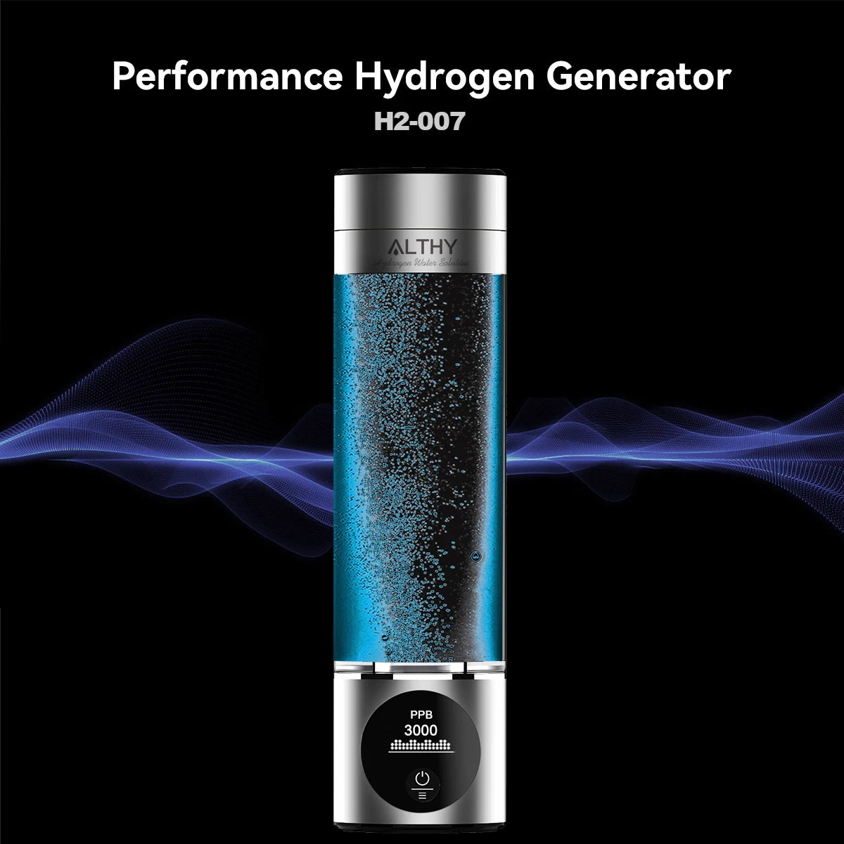 Hydrogen Water Generator Bottle with Dual Chamber & Display