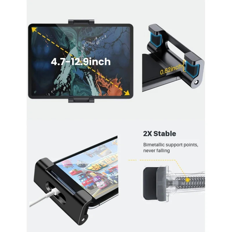 Rear-Seat Headrest Tablet and Phone Holder