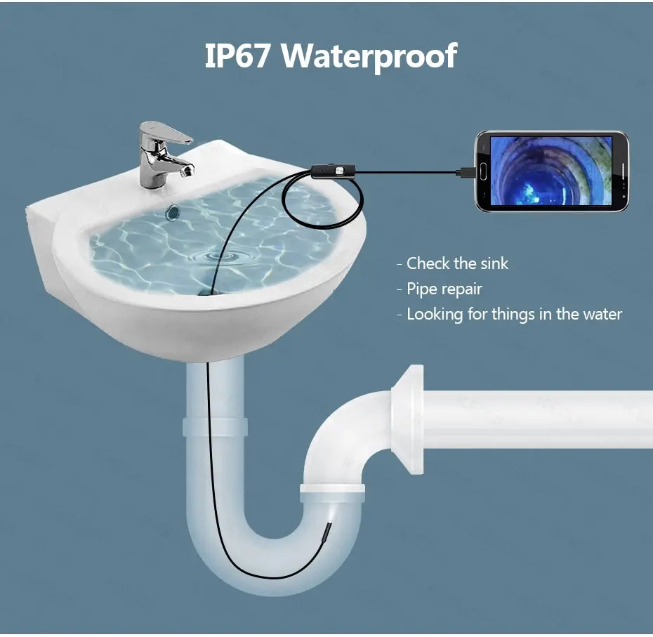 7mm Android Endoscope Camera 3-in-1 Waterproof Inspection Borescope