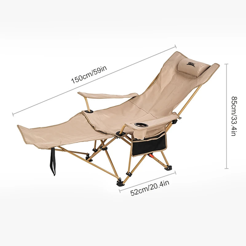 2-in-1 Reclining Camping Chair with Adjustable Backrest and Footrest
