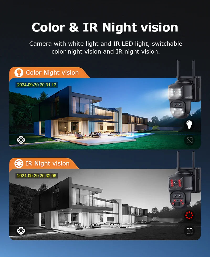 12MP 15X Zoom 4G Solar Security Camera Dual Screen Outdoor PTZ