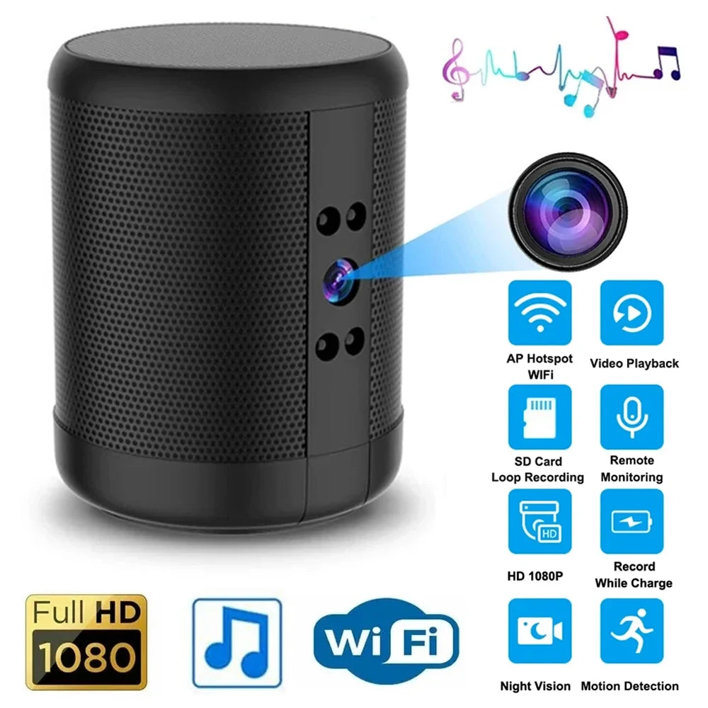 1080P HD Mini Wifi Camera Bluetooth Speaker Home Security Surveillance Night Vision Two-way Remote Intercom Cam 3600mah Battery