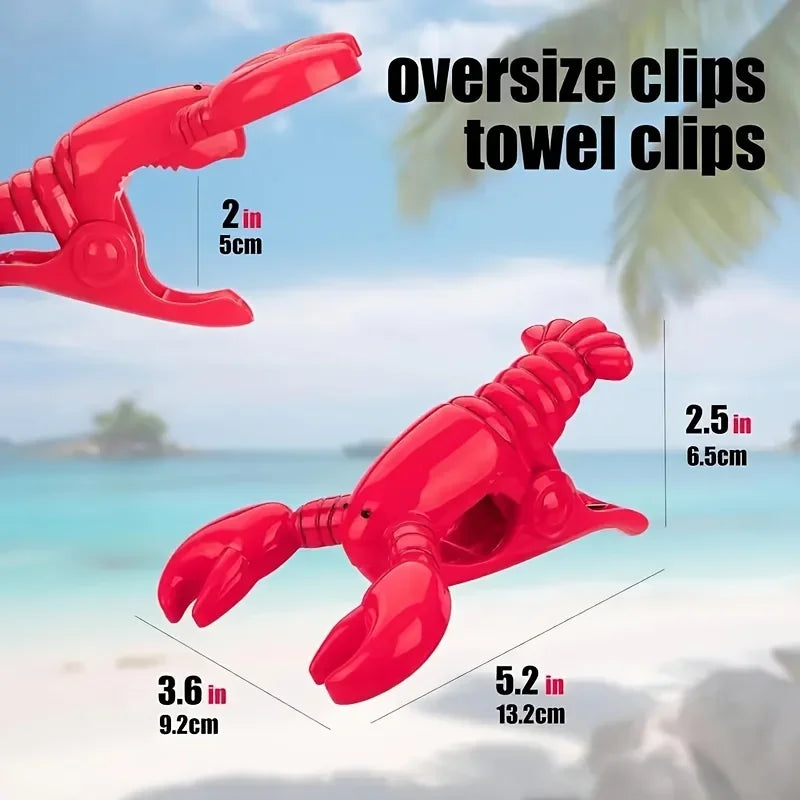 Clip fermateli per asciugamani da spiaggia a forma di aragosta rossa, confezione da 4