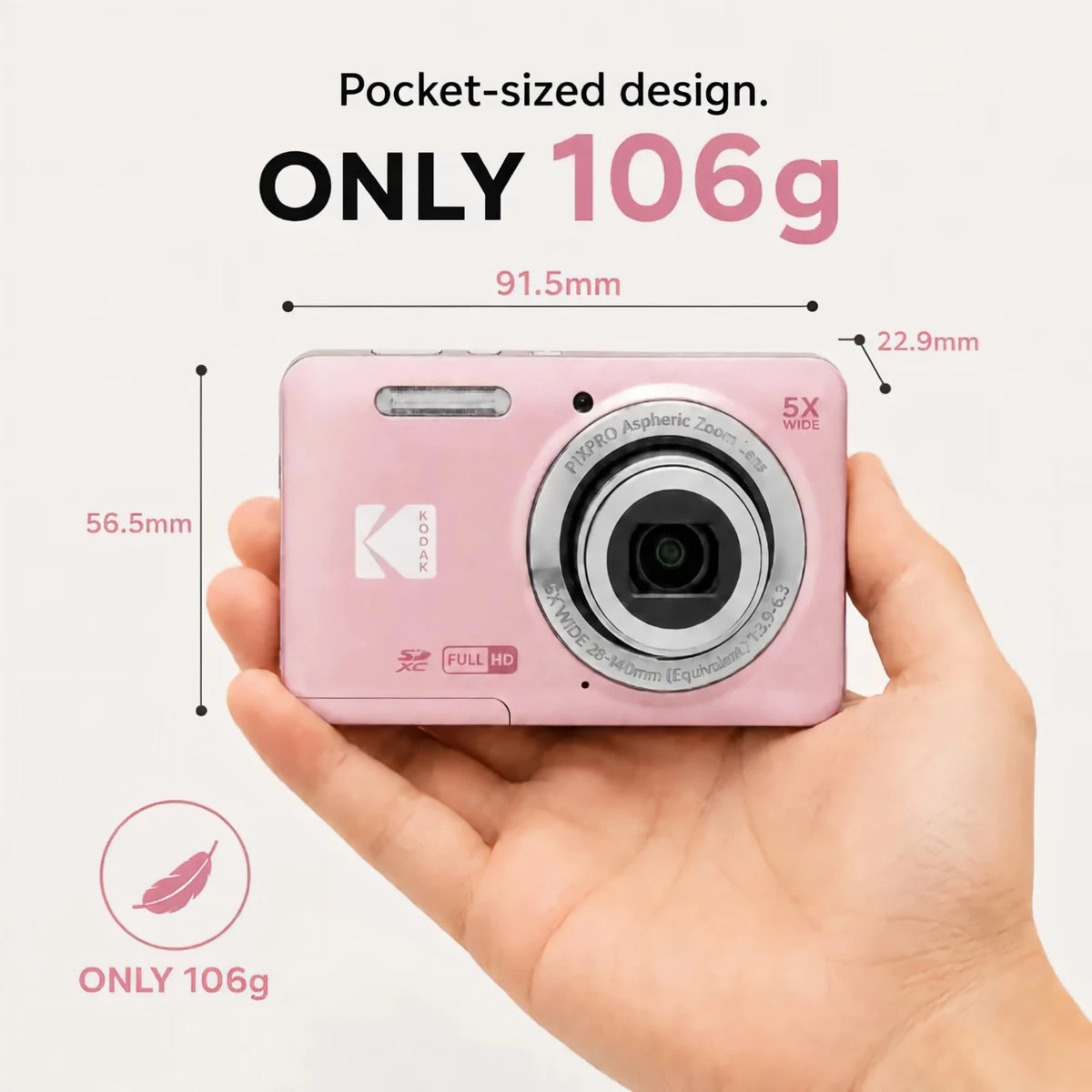 16MP Compact Digital Camera with 5X Optical Zoom and 1080P Video