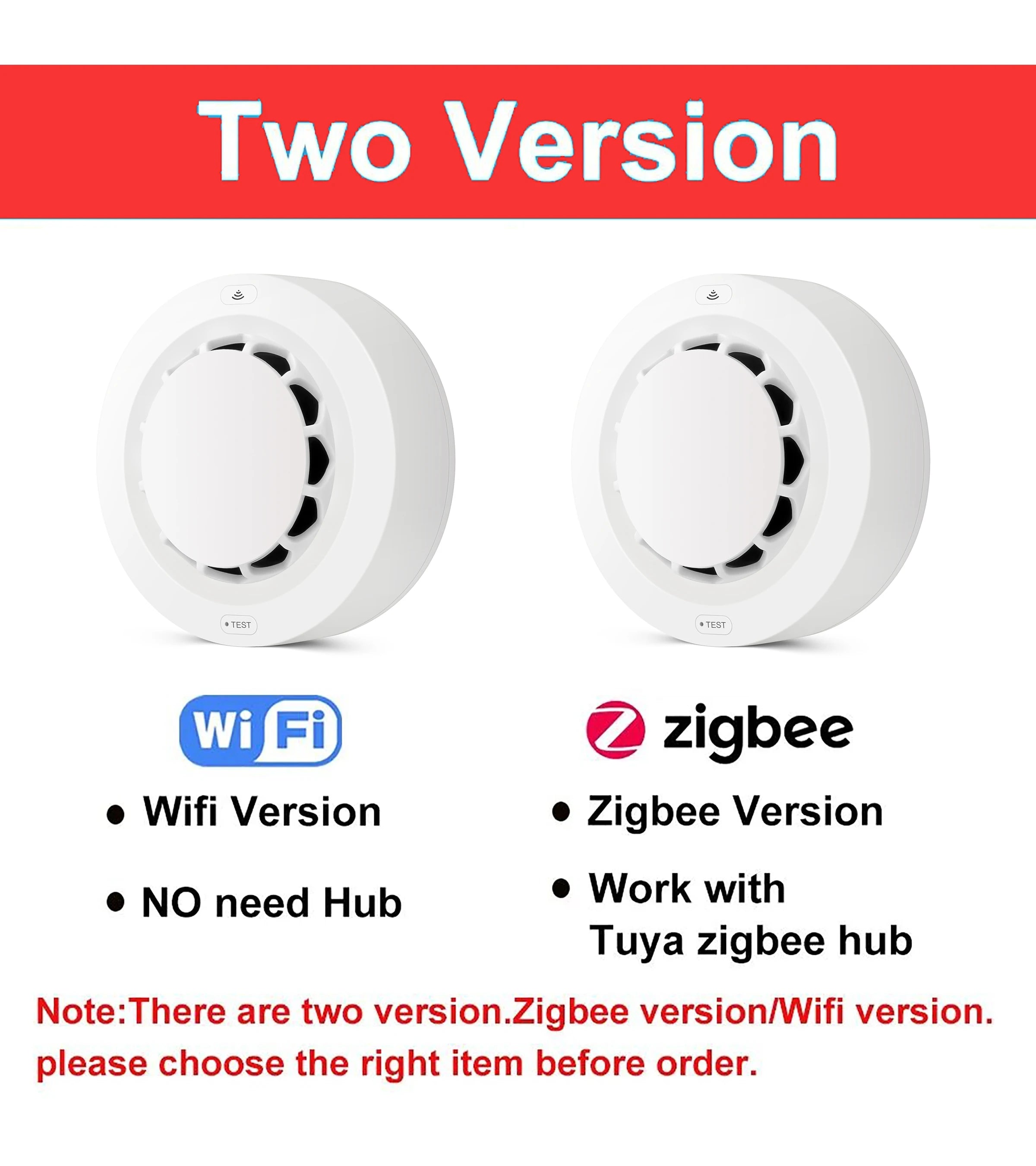 Tuya Smart Smoke Detector for WiFi or Zigbee Home Safety