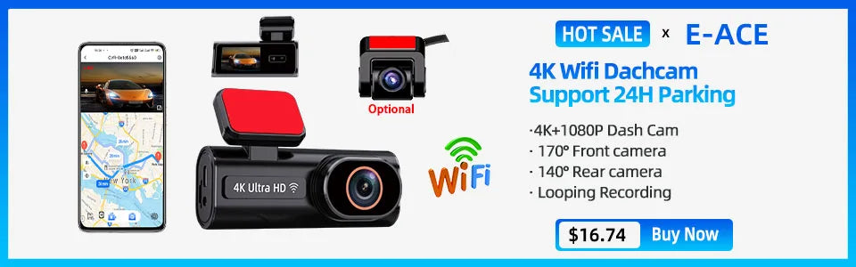Front and Rear 1080P Dashcam with 4 Inch Touch Screen