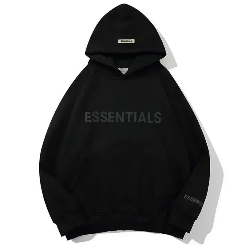 Essentials pulover s kapuco, 3D gumijast logotip s črkami, visokokakovosten hip hop ohlapen uniseks, zelo velik pulover s kapuco modne znamke