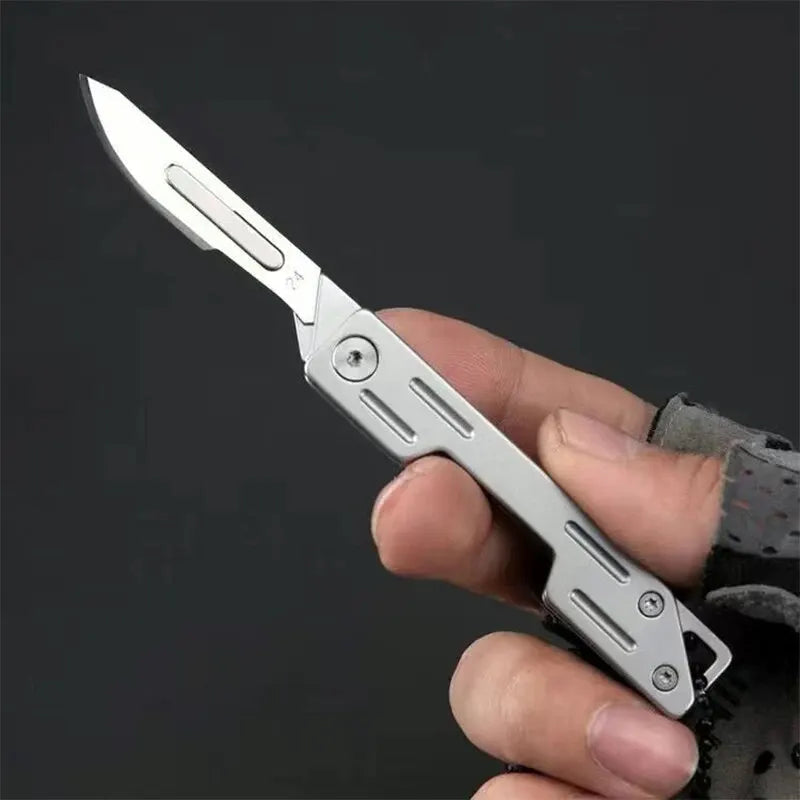 Folding Knife Stainless Steel Pocket Knife With 9 Replaceable Blades, Sharp Hobby Knife Craft Knife Kit 
