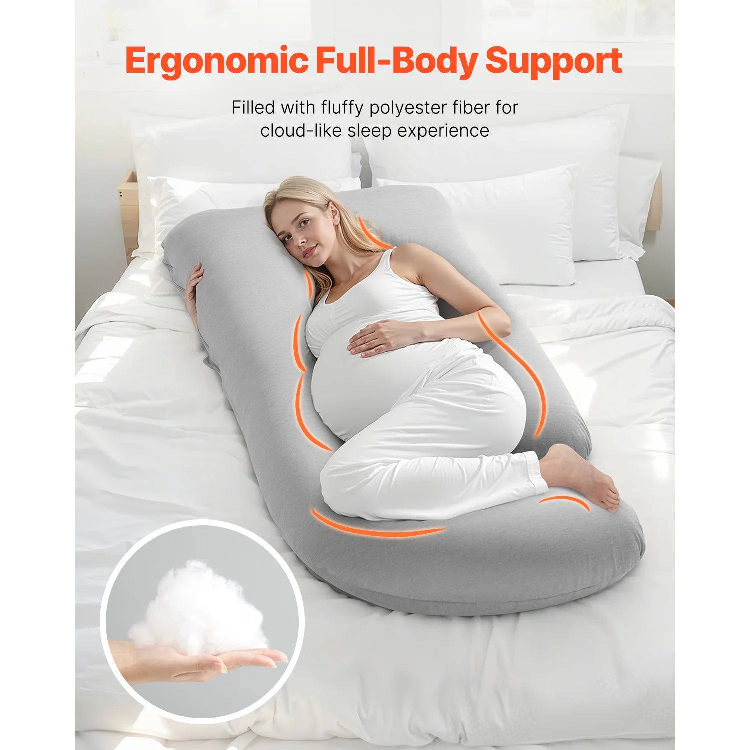 Full Body Pregnancy Pillow with Washable Cover for Better Sleep