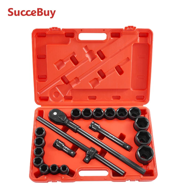 3/4" Drive Impact Socket Set 21PCS SAE Cr-V Steel with Case