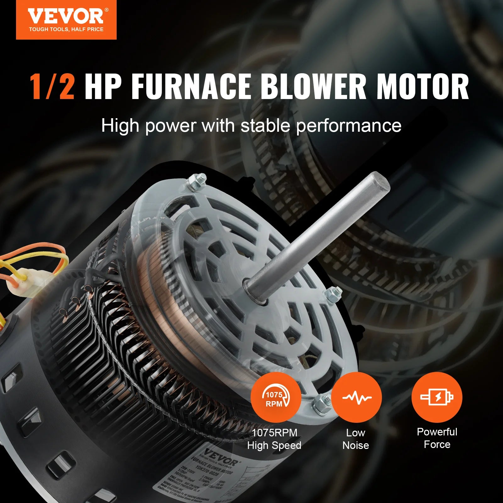 Motor ventilátoru topení 1/3 HP 1075 ot./min 4 rychlosti 48 rám Reverzibilní
