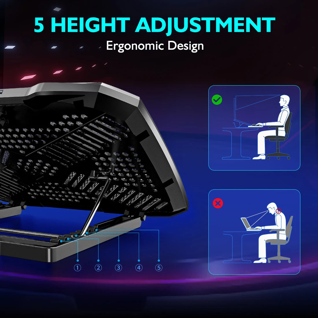F2 Plus Five-Fan Laptop Cooling Stand