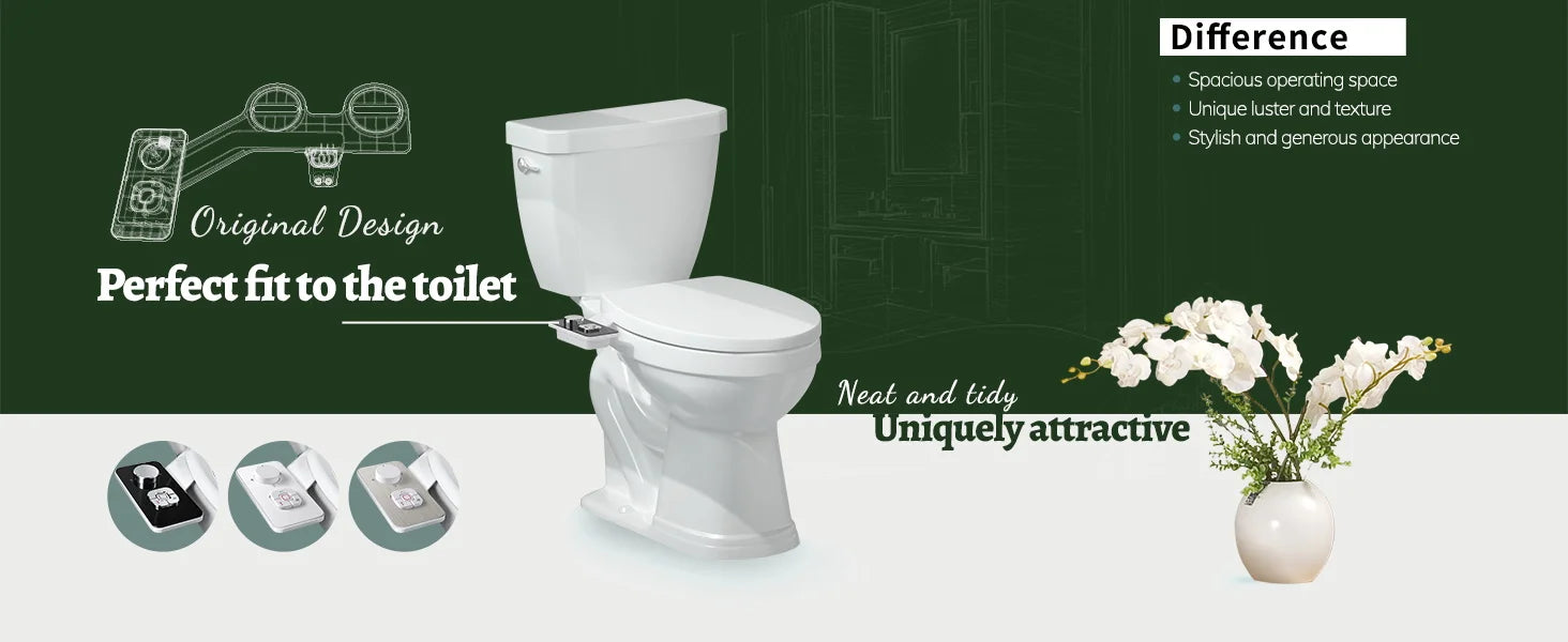 Ultra‑Thin Bidet Toilet Seat Attachment with Dual Nozzles