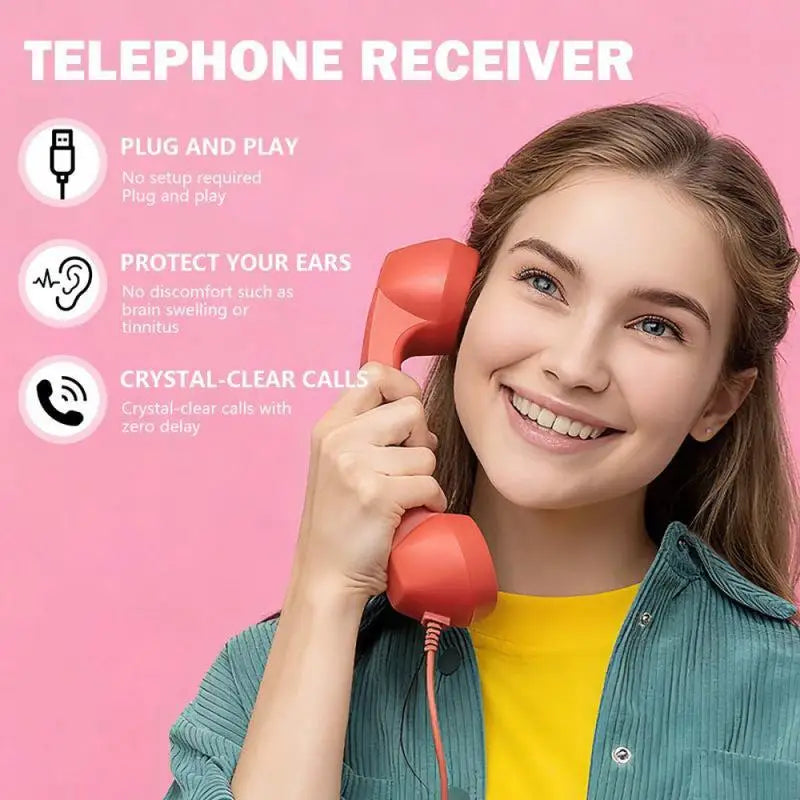 Cuffie cablate con microfono retrò a cornetta telefonica, Type-C, per Android, plug and play, per chat vocali, streaming live e audio