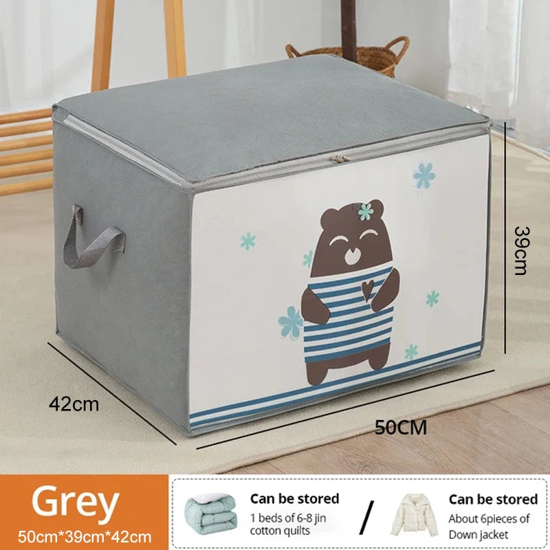 1pc Large Capacity Clothes Storage Bag Organizer With Reinforced Handle For Blankets Bedding Foldable With Zipper Storage Bag 