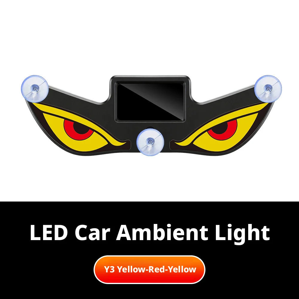 SEAMETAL Car Dynamic Expression Light Neon LED Solar Type-C Rechargeable Wireless Devil's Eyes Light Smart Sensor Universal Fit