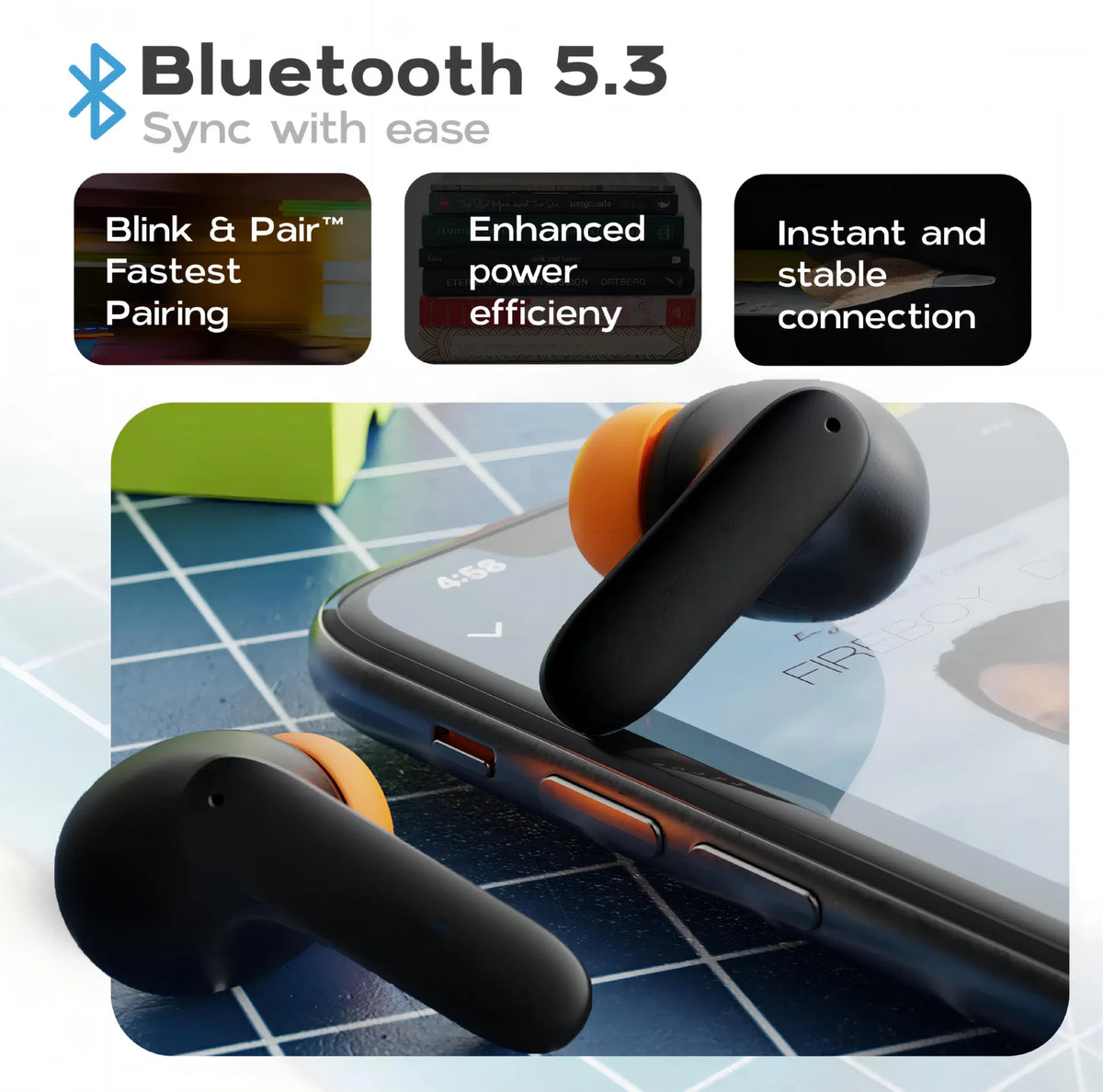 Wireless Earphones Bluetooth 5.4 with ENC Noise Cancelling