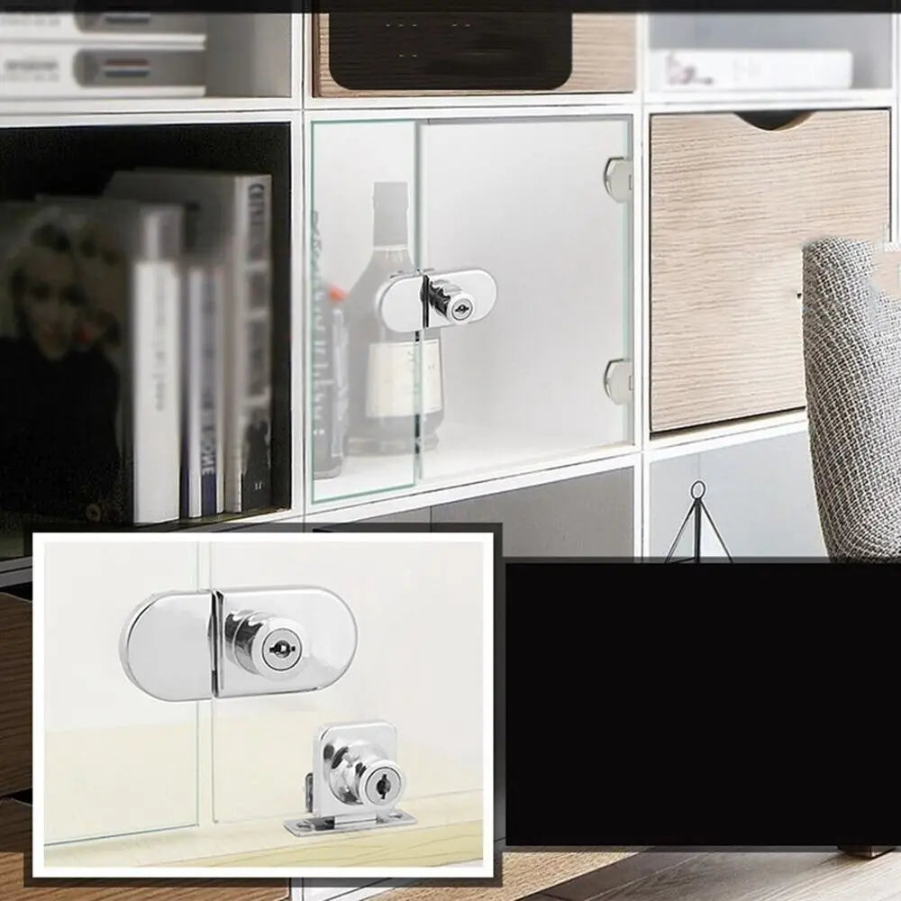 Glass Cabinet Door Lock, Zinc Alloy, No Drilling