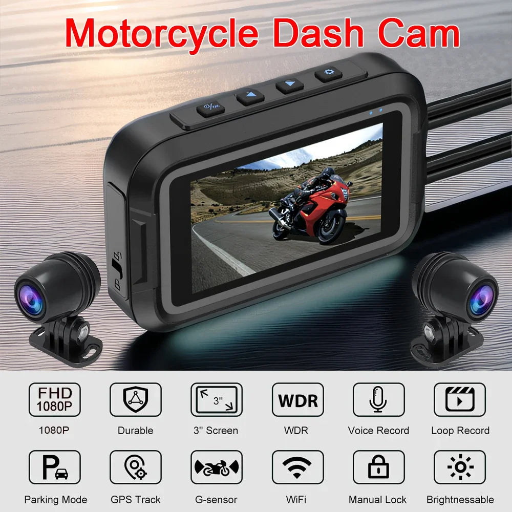 High quality HD 1080P Waterproof Mini Dual Camera Motorcycle Dash Cam DVR Camera with Wifi GPS 