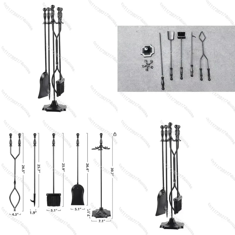Four-Piece Fireplace Tool Set with Stand