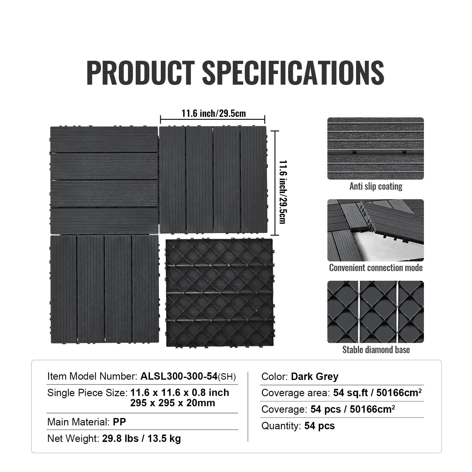 Interlocking Deck Tiles Waterproof Outdoor Flooring for Patio and Poolside