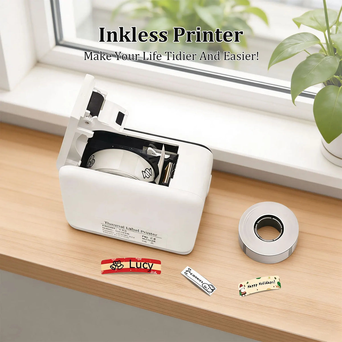 Thermal Label Printer Similar Labeling Machine Wireless Bluetooth Label Maker With Label Sticker