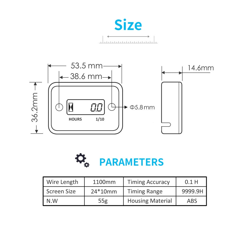 Universal Engine Timer IP68 Motorcycle Instrument Moto ATV Boat Engine Hour Meter Working Time Gauge Induction Timer
