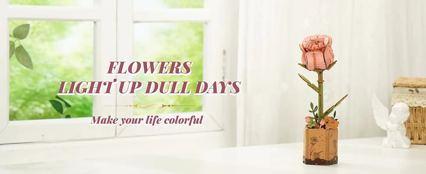 Robotime 3D Ξύλινο Παζλ Σετ Κατασκευής Μπουκέτο Λουλουδιών