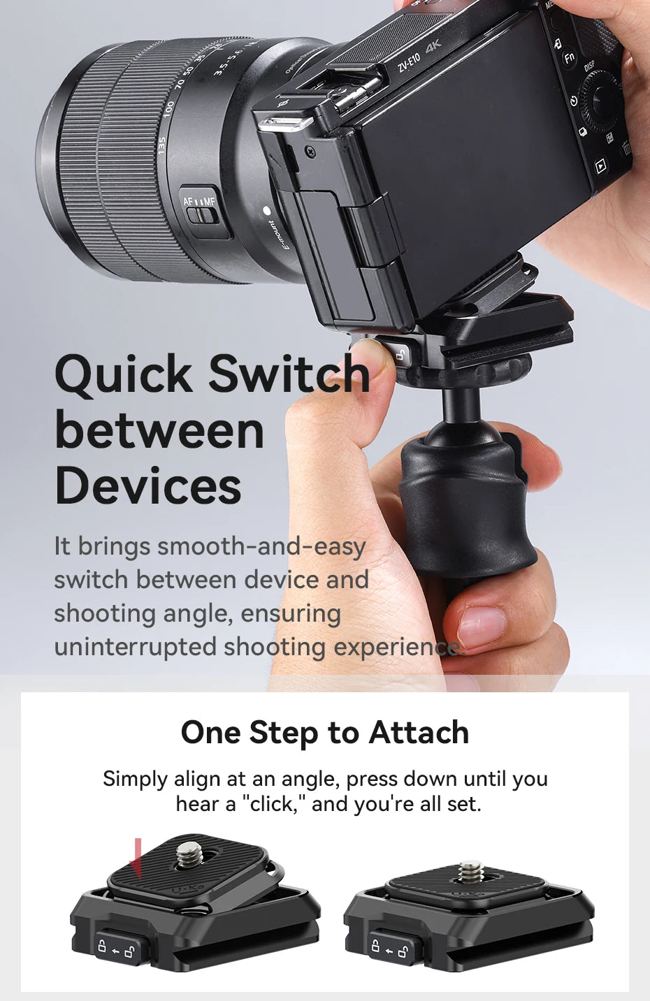 Quick Release Camera Mount Plate & Base Kit for Fast Setup