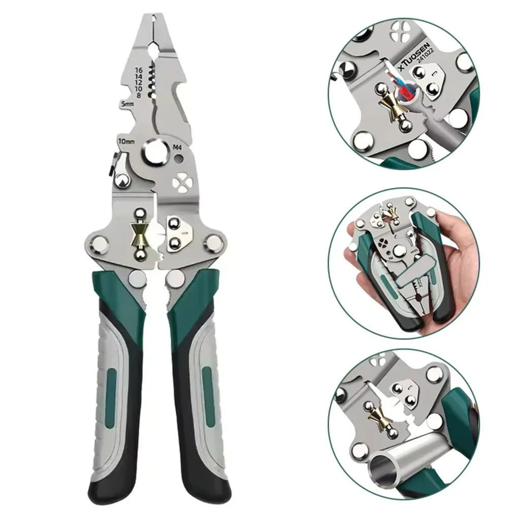 Folding Wire Stripping & Crimping Pliers