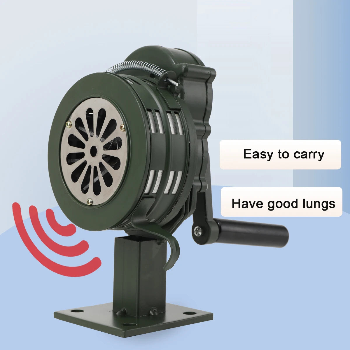 LK-100A Handhållen Siren Aluminiumlegering Manuell vevbar Siren Luftanfall Siren 110dB Högt Alarm för Nödsituation Skola Shopping Brand- och Luftsäkerhetslarm System