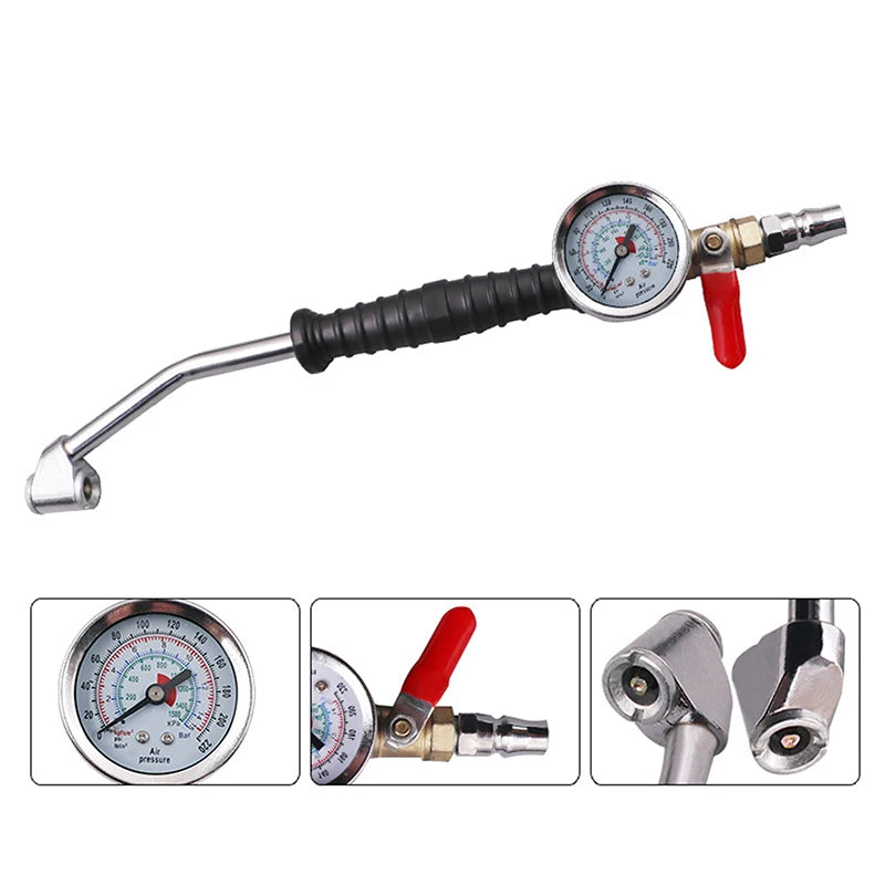 Tyre Inflator with Analogue Pressure Gauge & Dual-Head Chuck