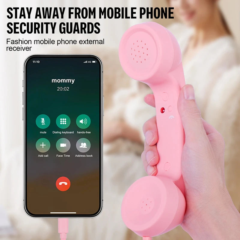 Cuffie cablate con microfono retrò a cornetta telefonica, Type-C, per Android, plug and play, per chat vocali, streaming live e audio
