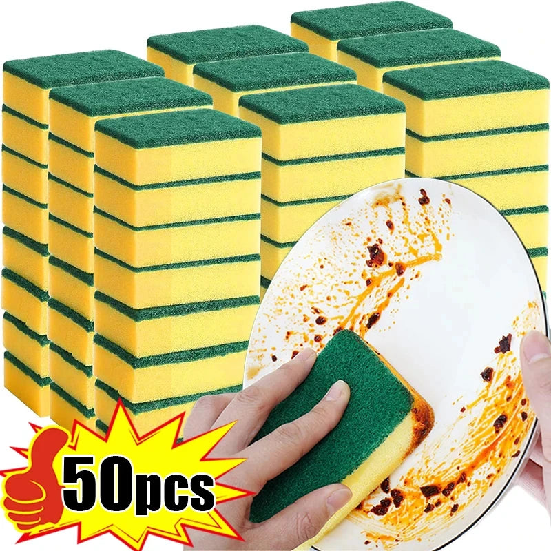 Double sided magic sponge for motorcycles, pots, and kitchens - heavy-duty grease cleaning sponge 