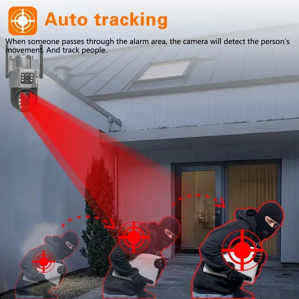 4G Solar Dual Lens Outdoor Security Camera 8MP 4K PIR Human Detection