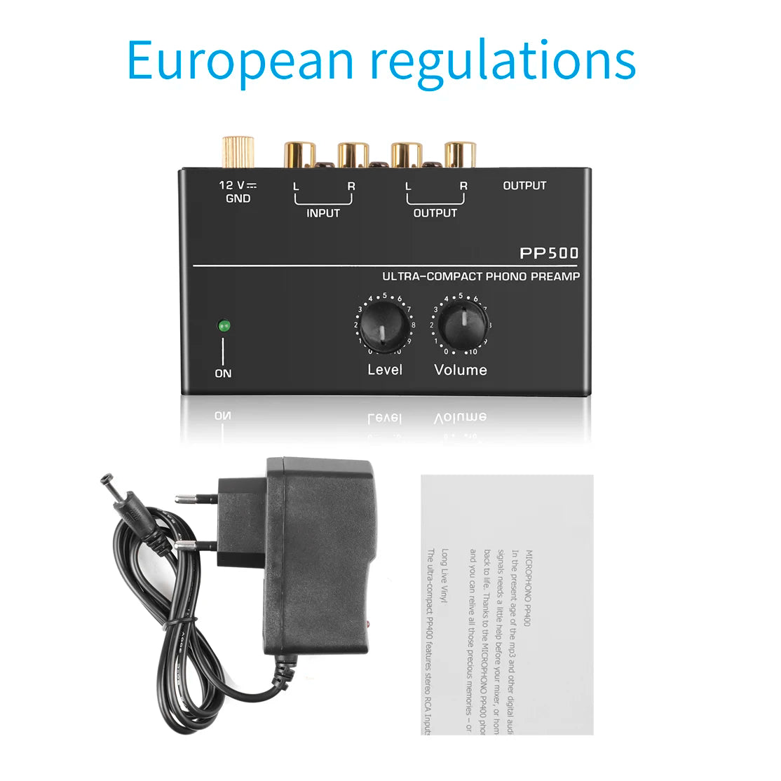 PP500 Phono Preamplifier with Level and Volume Controls
