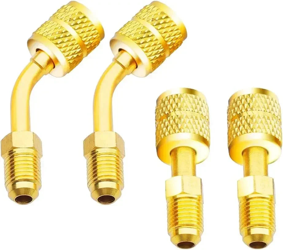 2 x R410A adapterek a légkondicionáló HVAC-hez, 5/16" SAE női to 1/4" SAE férfi flare